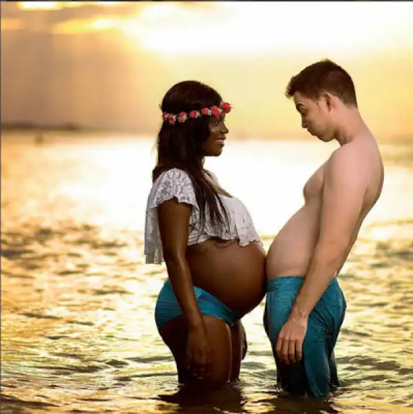 Checkout This Viral Pregnancy Photos Between This Woman And Her White Husband